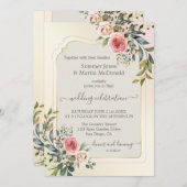 Wasserfarbe Rosa Rosen Einladung Hochzeitsfeiern (Vorne/Hinten)