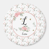 Wasserfarbe Rosa Rosen mit Schmetterlingen Magnet (Vorne)