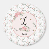 Wasserfarbe Rosa Rosen mit Schmetterlingen Magnet (Vorne)