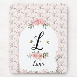 Wasserfarbe Rosa Rosen mit Schmetterlingen Mousepad