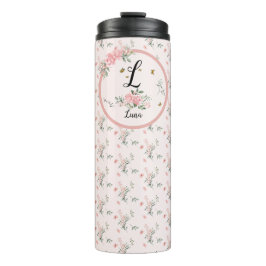 Wasserfarbe Rosa Rosen mit Schmetterlingen Thermosbecher