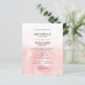 Wasserfarbe Rosa Schlichte elegante Hochzeit (Stehend Vorderseite)