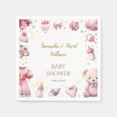 Wasserfarbe Rosa Schöne Girl Babydusche Blumen Serviette (Vorderseite)