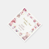 Wasserfarbe Rosa Schöne Girl Babydusche Blumen Serviette (Ecke)