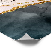 Wasserfarbe Rosa Schwarz-Gold-Marmor Service-Preis Poster (Ecke)