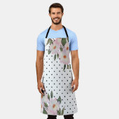 Wasserfarbe Rosa Schwarz-weiße Polka Dosen Schürze (Getragen)