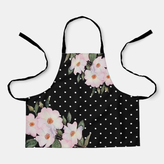 Wasserfarbe Rosa Schwarz-weiße Polka Dosen Schürze (Vorderseite)