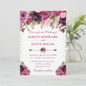 Wasserfarbe Rosa Sommerhochzeit der Blume Einladung (Stehend Vorderseite)