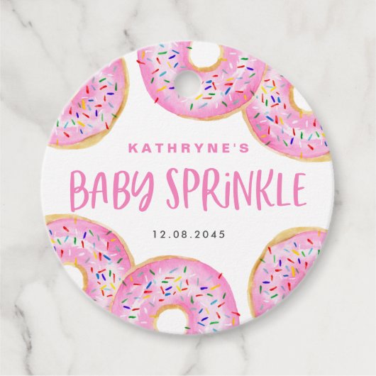 Wasserfarbe Rosa Sprinkle Donuts Baby Sprinkle Geschenkanhänger (Vorderseite)