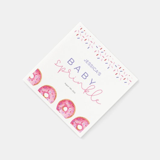Wasserfarbe Rosa Sprinkle Donuts Baby Sprinkle Serviette (Ecke)