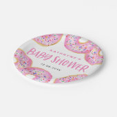 Wasserfarbe Rosa Sprinkle Donuts Kinderdusche Pappteller (Schrägansicht)