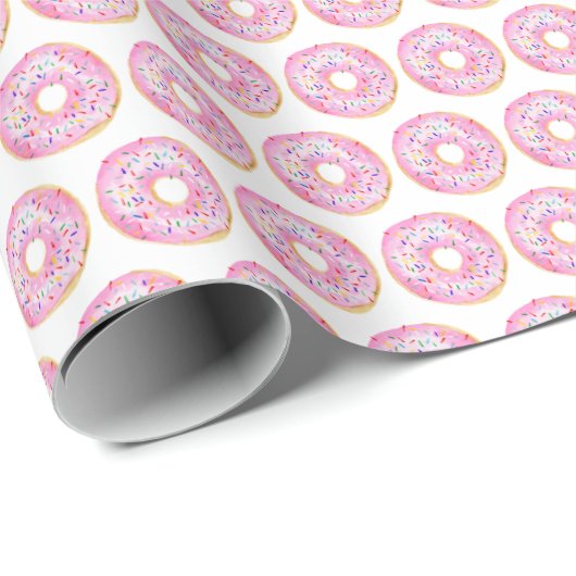 Wasserfarbe Rosa Sprinkle Donuts Muster Geschenkpapier (Rolleneckpunkt)