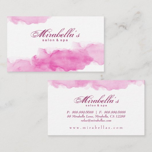 Wasserfarbe Rosa Trendweiß Minimalistisch Visitenkarte (Vorne/Hinten)
