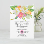 Wasserfarbe Rosa Tulip Hochzeit Probe Abendessen Einladung (Stehend Vorderseite)