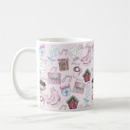 Wasserfarbe Rosa Weihnachten Niedlich Girl Kaffeetasse