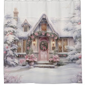 Wasserfarbe Rosa Weihnachtsdusche Vorhang (Vorderseite)