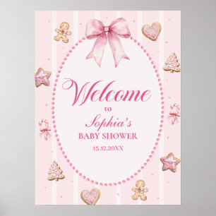 Wasserfarbe Rosa Weihnachtsplätzchen-Baby-Party Poster