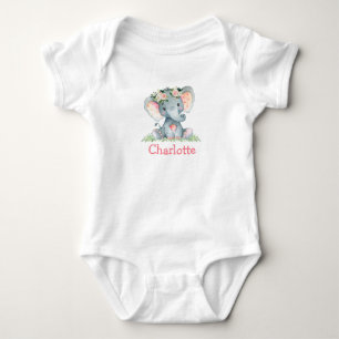Wasserfarbe Rosa Weiß Blütenbaby Elephant Baby Strampler