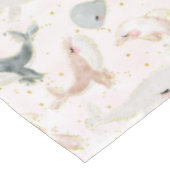 Wasserfarbe Rosa Whale Dolphin Seezunge Girl Tischdecke (Schrägansicht)