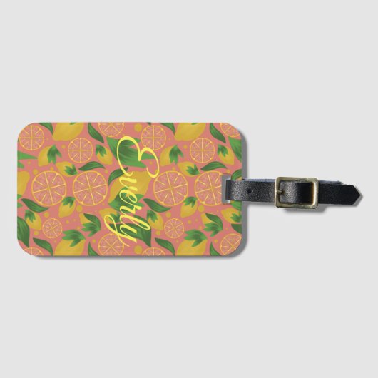 Wasserfarbe Rosa Zitrone Frucht Personalisiert Gepäckanhänger (Vorderseite (Horizontal))
