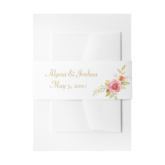 Wasserfarbe Rose Bouquet Einladungsbanderole (Vorderseite Beispiel)