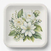 Wasserfarbe Rose Bouquet Pappteller (Vorderseite)