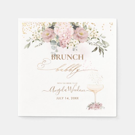 Wasserfarbe Rose Brunch Bubbly Napkins Serviette (Vorderseite)