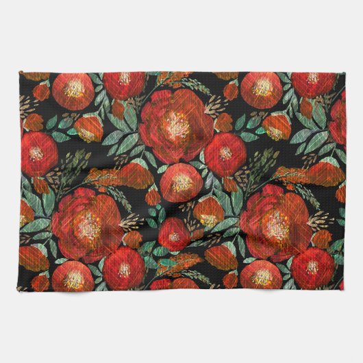 Wasserfarbe, Rose. Geschirrtuch (Horizontal)