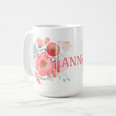 Wasserfarbe, Rose. Kaffeetasse (Vorderseite Links)