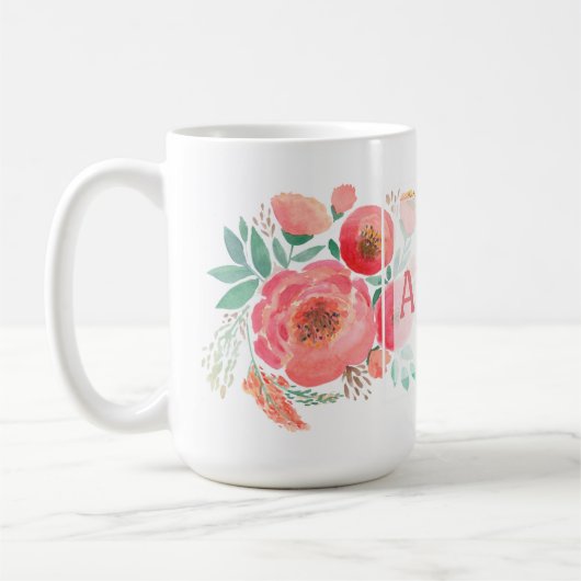 Wasserfarbe, Rose. Kaffeetasse (Links)