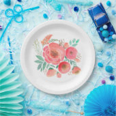 Wasserfarbe, Rose. Pappteller (Party)