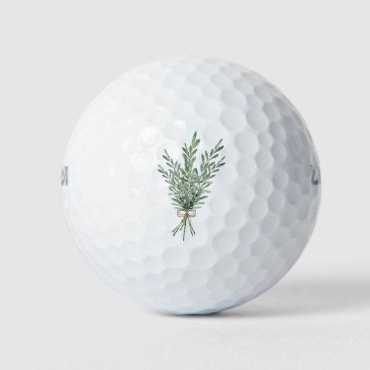 Wasserfarbe Rosemary Bouquet mit Jute Bow Golfball (Vorderseite)