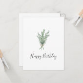 Wasserfarbe Rosemary Bouquet mit Jute Bow Karte (Vorderseite/Rückseite Beispiel)
