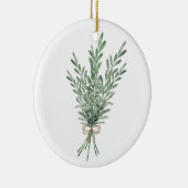 Wasserfarbe Rosemary Bouquet mit Jute Bow Keramik Ornament (Rechts)