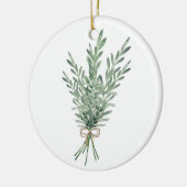 Wasserfarbe Rosemary Bouquet mit Jute Bow Keramik Ornament (Links)