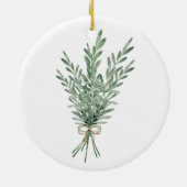 Wasserfarbe Rosemary Bouquet mit Jute Bow Keramik Ornament (Hinten)