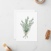 Wasserfarbe Rosemary Bouquet mit Jute Bow Mitteilungskarte (Vorderseite/Rückseite Beispiel)