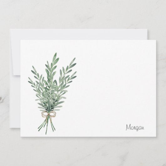 Wasserfarbe Rosemary Bouquet mit Jute Bow Mitteilungskarte (Vorderseite)