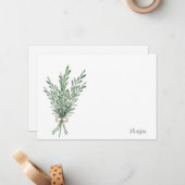 Wasserfarbe Rosemary Bouquet mit Jute Bow Mitteilungskarte (Vorderseite/Rückseite Beispiel)