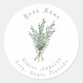 Wasserfarbe Rosemary Bouquet mit Jute Bow Runder Aufkleber