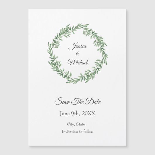 Wasserfarbe Rosemary Wreath Save the Date Magneteinladung (Vorderseite)