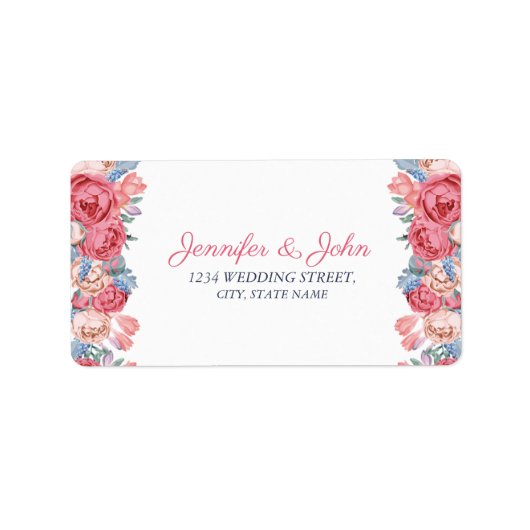 Wasserfarbe Rosen Chic Hochzeitsstimmung Rücksende Adressaufkleber (Vorne)
