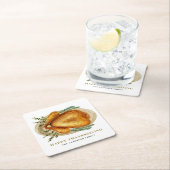 Wasserfarbe Röste Türkei Erntedank Party Rechteckiger Pappuntersetzer (Vor Ort)