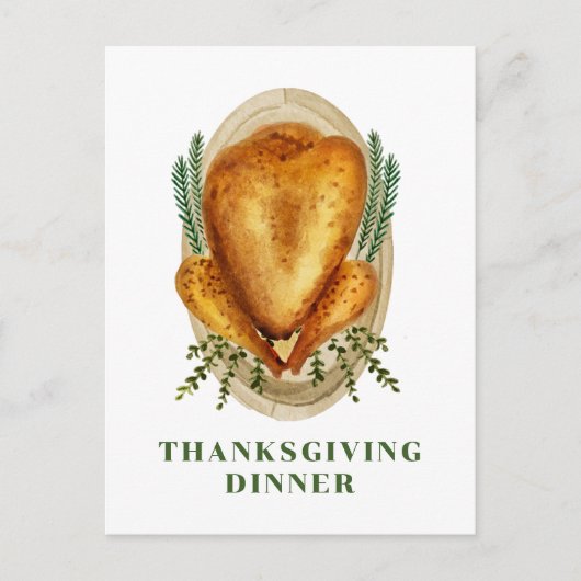 Wasserfarbe Röstlich Türkei Erntedank Abendessen Einladungspostkarte (Vorderseite)