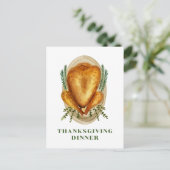 Wasserfarbe Röstlich Türkei Erntedank Abendessen Einladungspostkarte (Stehend Vorderseite)