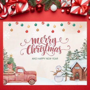 Wasserfarbe Rot und Grün Frohe Weihnachten Postkarte
