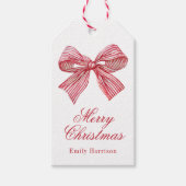 Wasserfarbe Rot und Weiß Streifen Geschenkanhänger (Vorderseite)