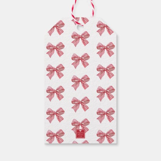 Wasserfarbe Rot und Weiß Streifen Geschenkanhänger (Rückseite)