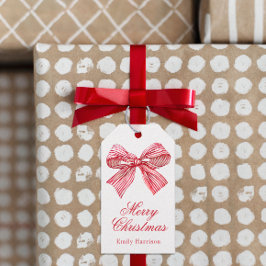 Wasserfarbe Rot und Weiß Streifen Geschenkanhänger