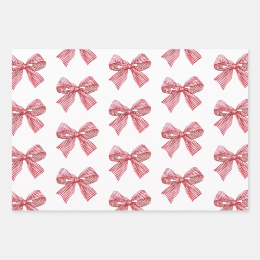 Wasserfarbe Rot und Weiß Streifen Geschenkpapier Set (Vorderseite)